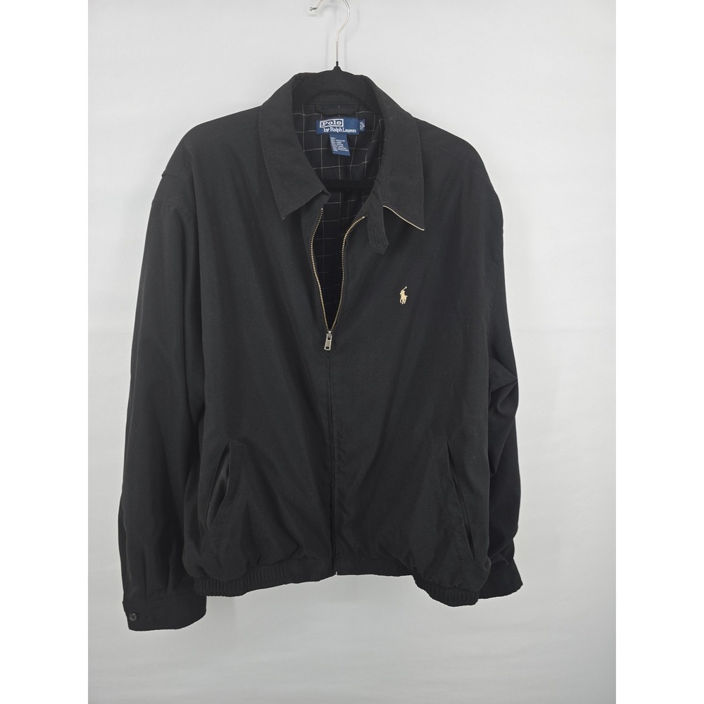 Polo Ralph Lauren Mens Black Harrington Jacket Full Zip Windbreaker XXL‎ 1526